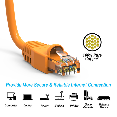 Bestlink Netware CAT6A UTP Ethernet Network Booted Cable- 5ft- Orange 100755OR